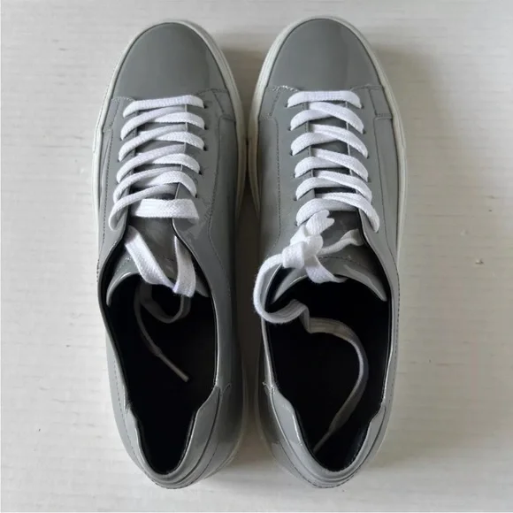 💖SALE💖M. Gemi 39/8.5 Sneakers Shoes Gray Patent Leather Made in Italy Women's - Picture 3 of 9
